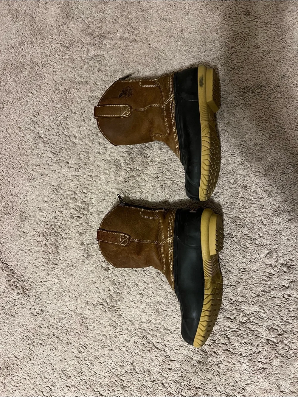 Georgia Boots Kids Brown Duck Rain Boots with Black Rubber Toe